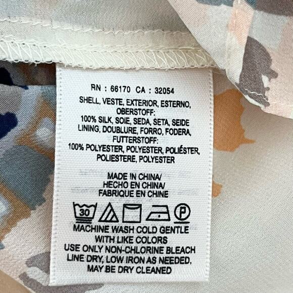 Anthropologie HD in Paris Silk Moonset Asymmetric Tank Paisley Cream Orange, 4 - Picture 9 of 10